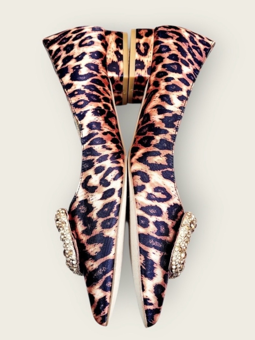 New Dune London Leopard Print Pointed Toe Flats with Crystal Buckle Size 40/US10 - Picture 2 of 6